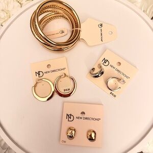 New Directions Gold Jewelry Bundle Bracelets Hoops Earrings NWT